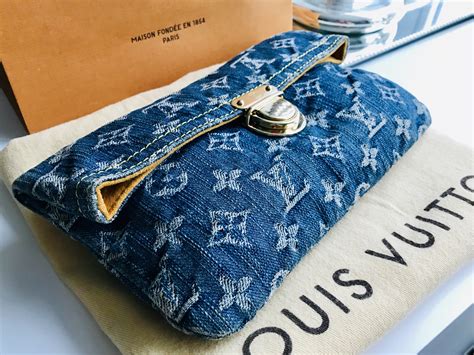 louis vuitton clutch pouch|Louis Vuitton denim clutch.